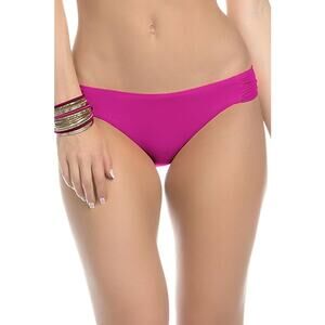 Becca by Rebecca Virtue Women's Tab Side Hipster Bikini Bottom Flamingo sz L